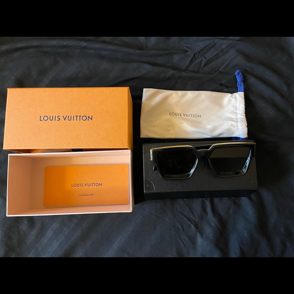 With Box Louis Vuitton Millionaire Black And Gold Sunglasses